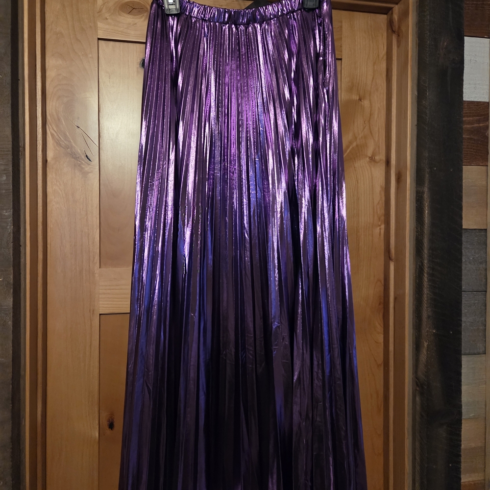 NWT Dressed In LALA Metallic Purple Maxi Skirt